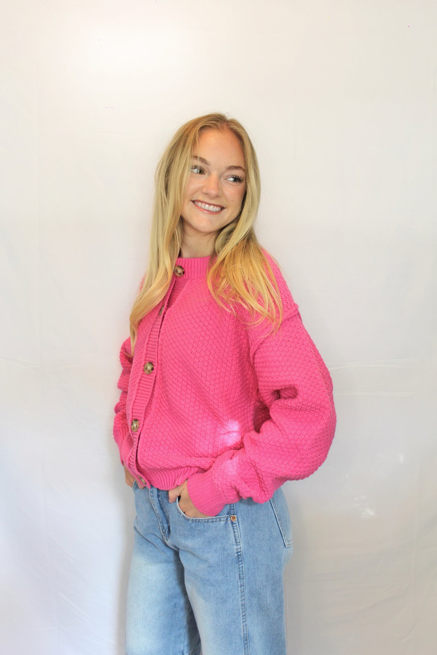 Blush Button Cardigan