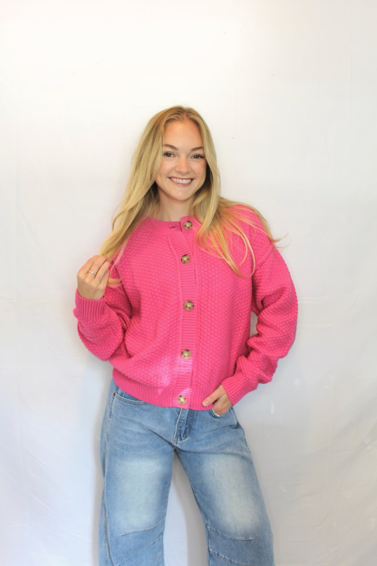 Blush Button Cardigan